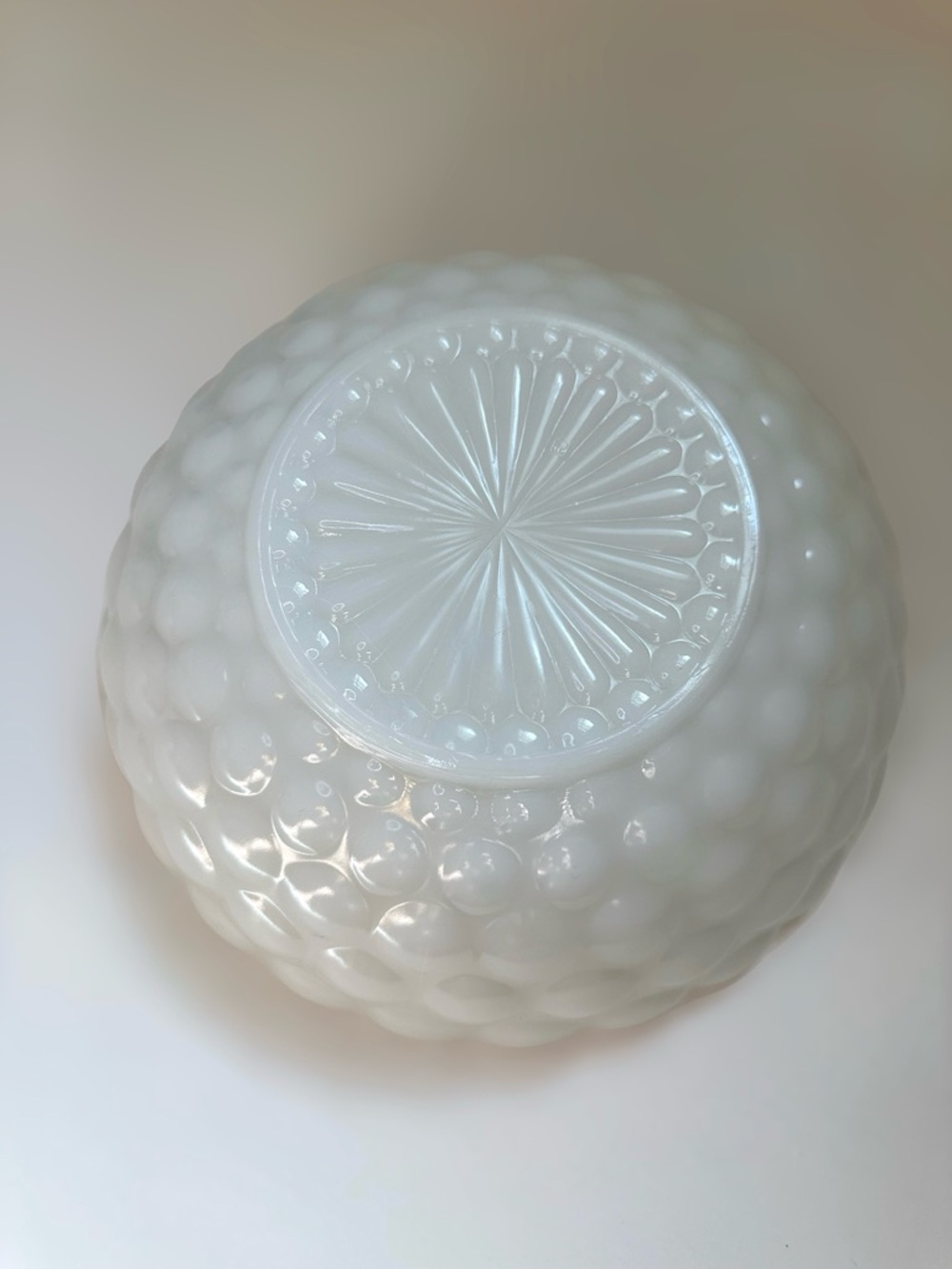 Vintage Anchor Hocking Milk Glass Serving Bowl Bubble Pattern 8.25”